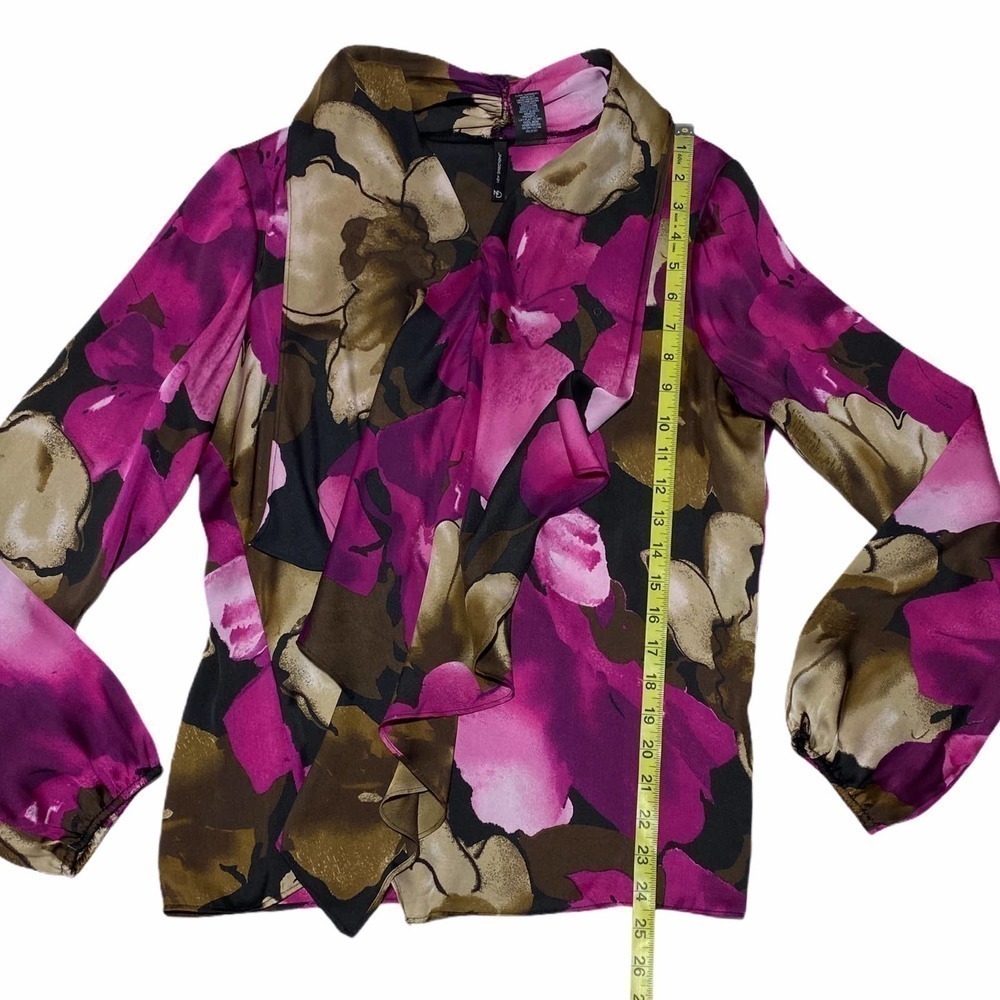 NEW Directions Floral Tie-Neck Blouse Size Medium - Picture 3 of 10